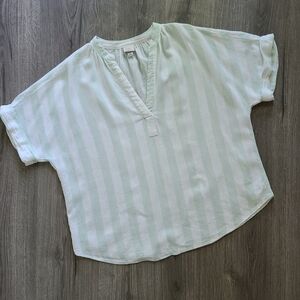 A New Day Women's XL Green White Striped Lined Blend Top